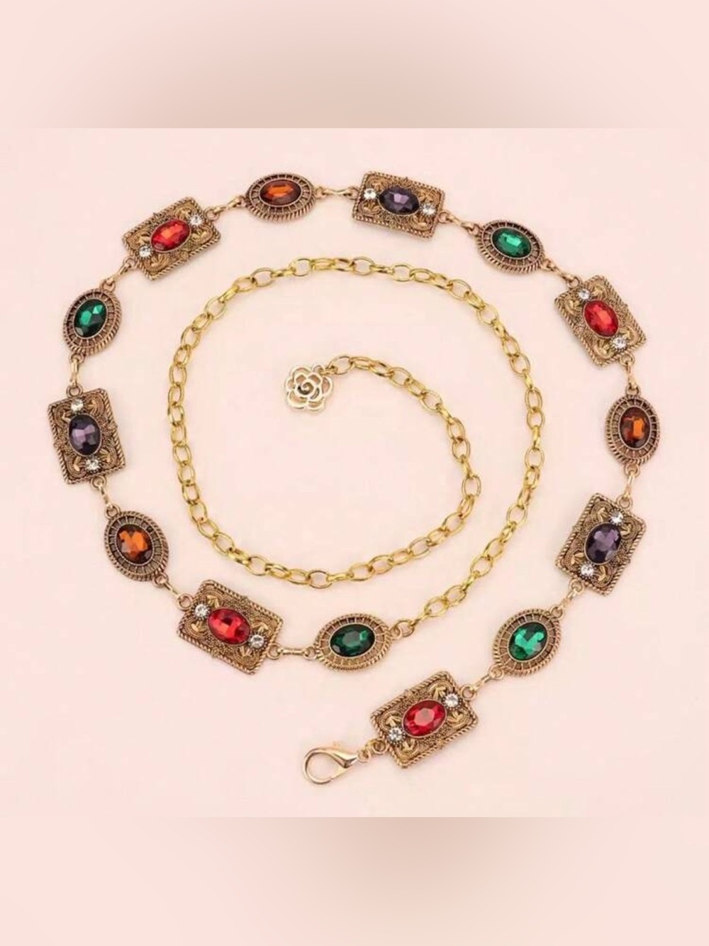 👑👑👑BOGOHO👑👑👑Gold or Silver Multi-Stone Chain Waist Belt - Women Accessories - Picture 3 of 5
